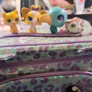 Littlest Pet Shop Mini Figures on Sequin Leopard Case